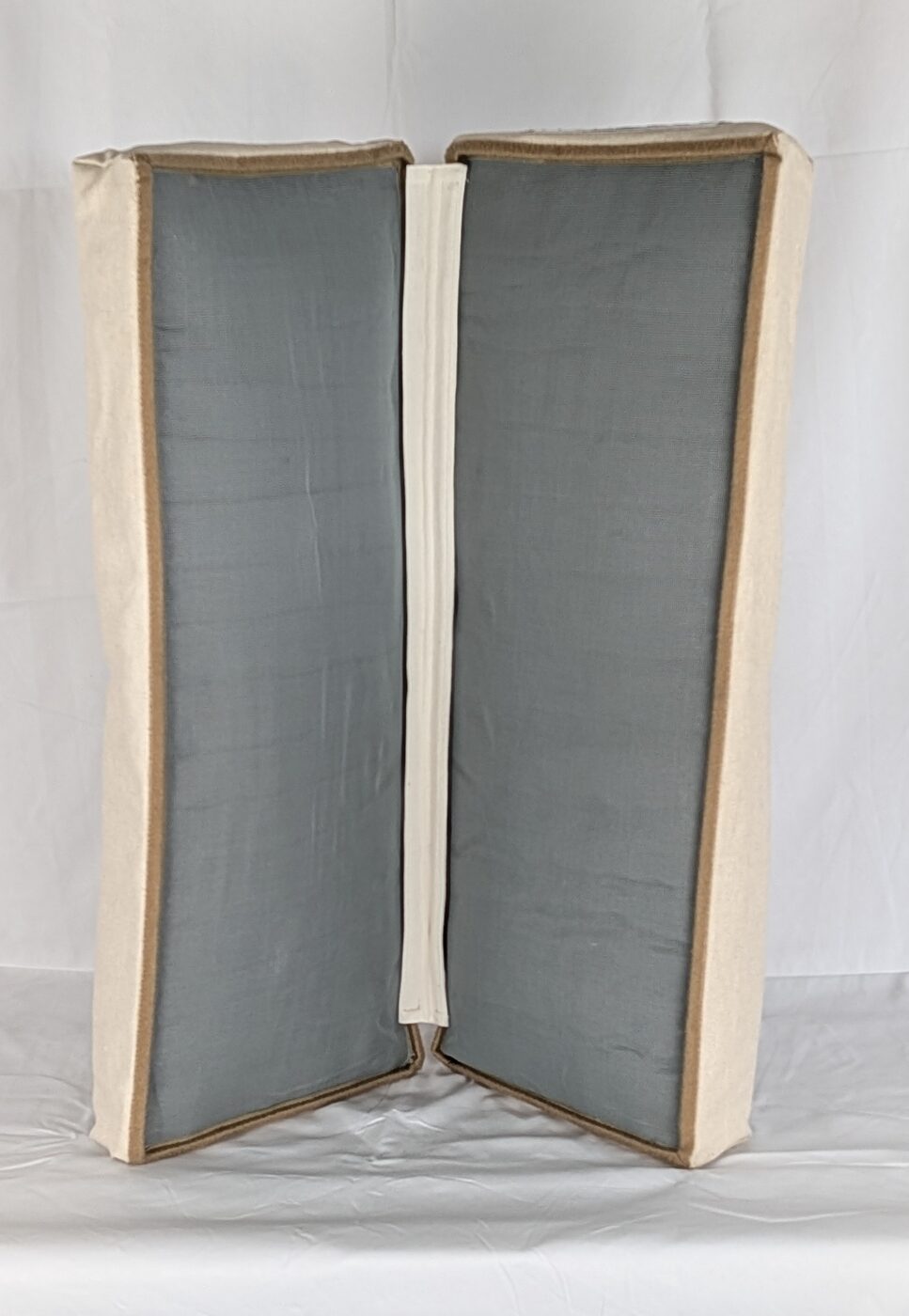 Two panels joined with a joining strip, standing open, front view