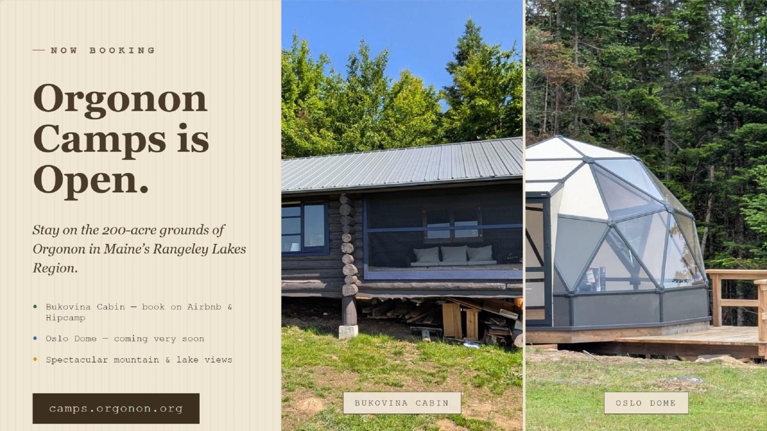 ORGONON CAMPS IS OPEN FOR GLAMPING!